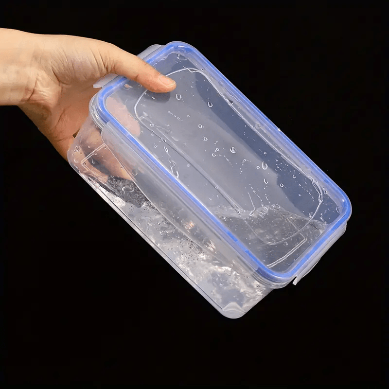 1/4pcs sealed rectangular food storage container, refrigerator rectangular crisper box, fruit and vegetable sealed storage box, microwave heat-resistant plastic lunch box, food storage container, portable kitchen outdoor camping supplies