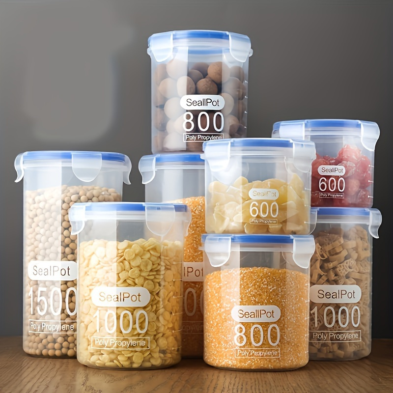 SealPot Airtight Food Storage Container Set - BPA-Free Plastic Canisters for Cereals, Snacks, Nuts, Sugar, Flour, Rice - Leakproof, Clear Organizers for Kitchen and Pantry - Dishwasher Safe, 1pc