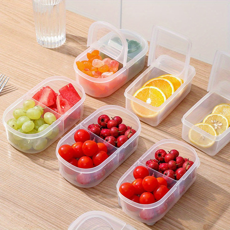 1pc FreshSaver Double-Compartment Food Storage Container with Lid, BPA-Free Plastic Refrigerator Organizer for Cheese, Butter, Fruits, and Vegetables, Food-Safe Fresh-Keeping Box for Kitchen Use