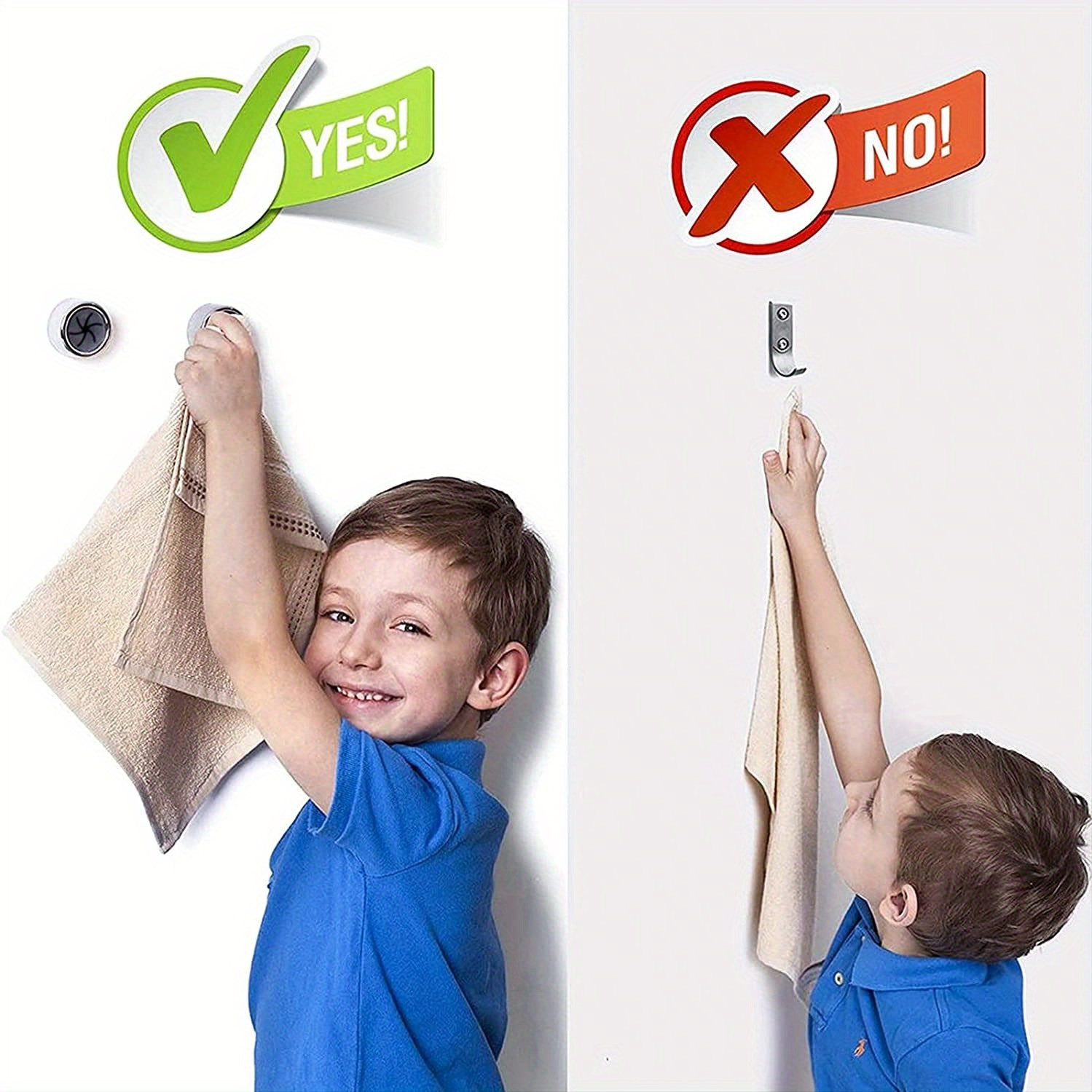 2pcs Wall Mount Kitchen Towel Hooks - Plastic, Rust-Resistant, Fashion Style, Stick-On No-Drill Towel Holders with Strong Adhesive, One-Handed Operation for Bathrooms & Kitchens