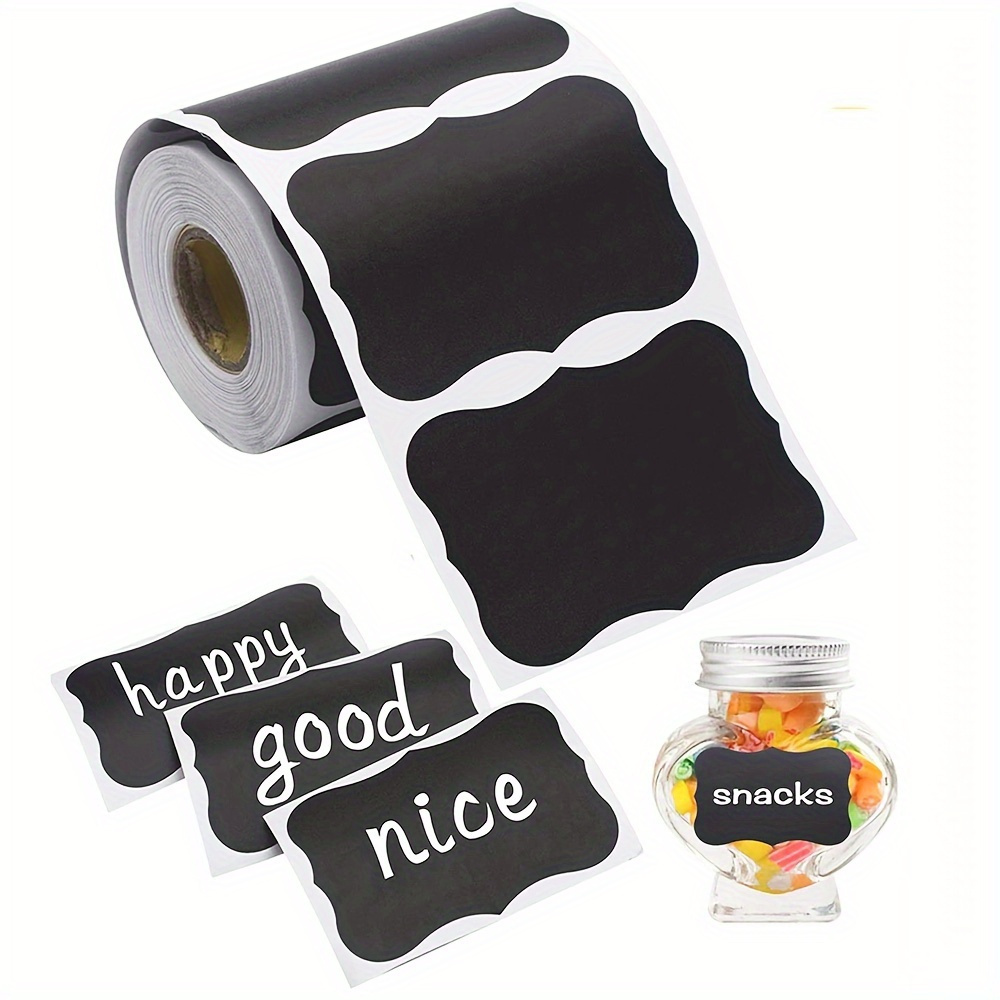 120pcs Reusable Black Chalkboard Labels with Wavy Edges - Waterproof, Decorative Kitchen Organization Stickers for Jars, Storage Cabinets & Spice Containers