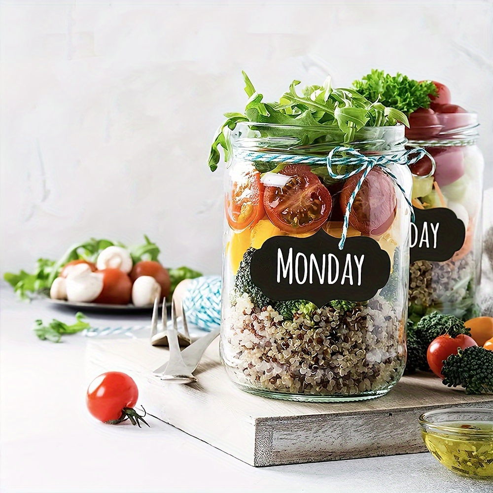 120pcs Reusable Black Chalkboard Labels with Wavy Edges - Waterproof, Decorative Kitchen Organization Stickers for Jars, Storage Cabinets & Spice Containers