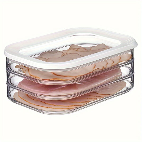 1-Piece Storage Container: 1-Layer PET Plastic Cold Plate Container Set, Leak-Proof and Reusable Food Sealing Box for Meat, Fruits, and Vegetables, Kitchen Organizer and Storage, Kitchen Accessories