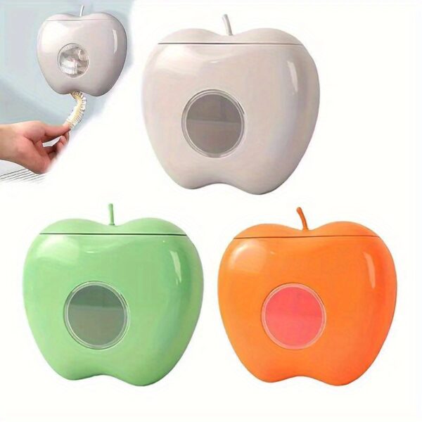 1pc Wall-Mounted Apple-Shaped Bag Dispenser, Non-Food Contact Plastic Wrap Holder, Space-Saving Kitchen & Bathroom Organizer, Durable Elastic Bag Storage