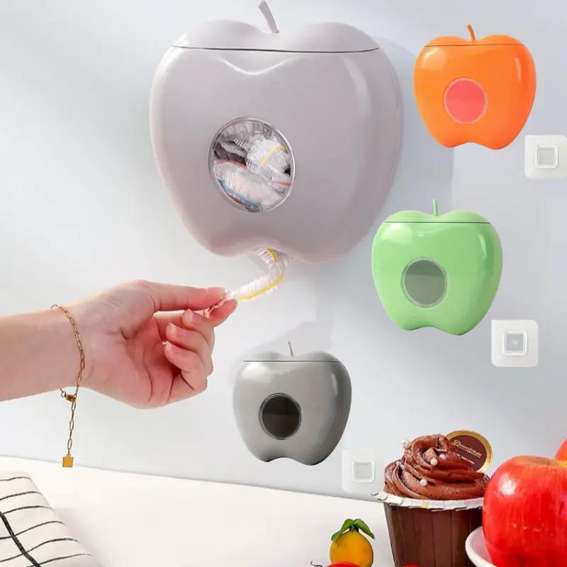 1pc Wall-Mounted Apple-Shaped Bag Dispenser, Non-Food Contact Plastic Wrap Holder, Space-Saving Kitchen & Bathroom Organizer, Durable Elastic Bag Storage