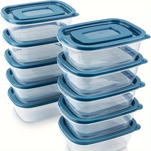 10pcs BPA-Free Plastic Food Storage Containers Set with Leak-Proof Lids - Microwave, Freezer, Dishwasher Safe, Reusable, Ideal for Office, School, Picnic, Travel