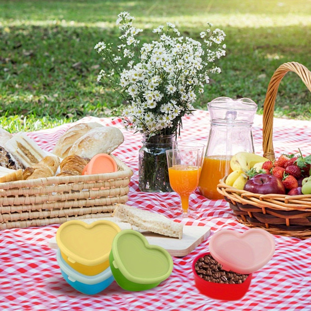 5 Pcs Heart Shaped Plastic Storage Containers Set - Leak Proof Flip Top, Reusable, Food Contact Safe, Multipurpose Snack & Spice Organization - Hand Washable Crisper Boxes - Image 5