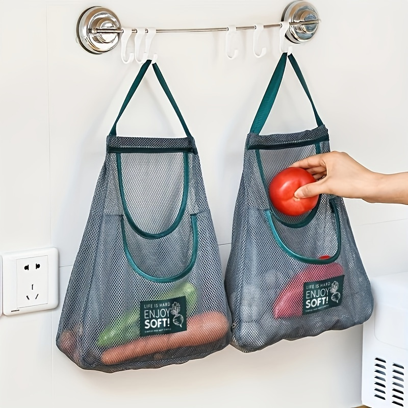 Ventilated Mesh Storage Bag for Garlic, Potatoes, and Onions - Kitchen and Food Storage Organizer, Durable Plastic Hanging, Non-Food Contact Safe, Space-Saving Storage Solution