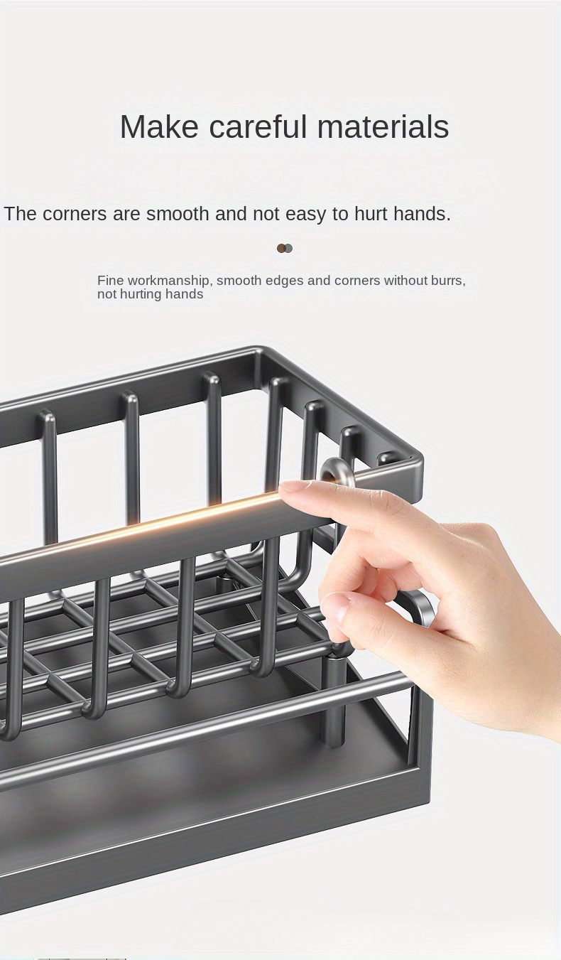 Kitchen Sink Organizer Box with Drain Tray, Robust Thickened Plastic Caddy for Soap, Sponge Holder, Dish Brush, and Kitchen Accessories - Uncharged Tools & Utensils Storage Solution