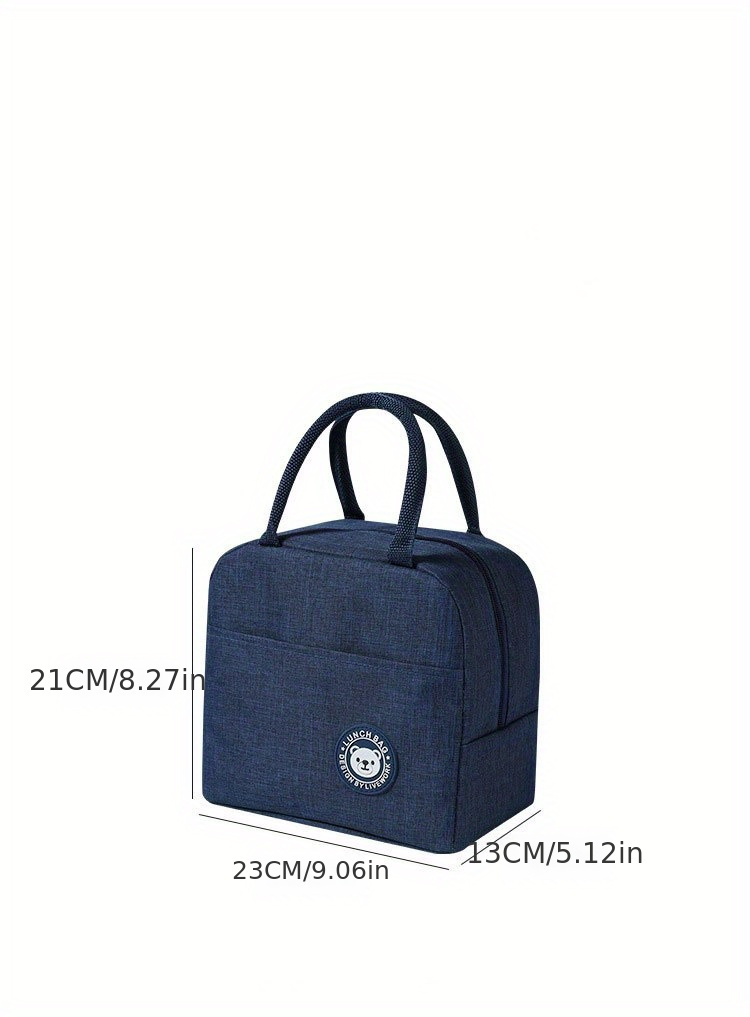 Insulated Lunch Bag with Bear Pattern, Non-Woven Thermal Bento Tote, Hand Washable Rectangular Food Carrier with Zipper Closure Non-food contact,back to school