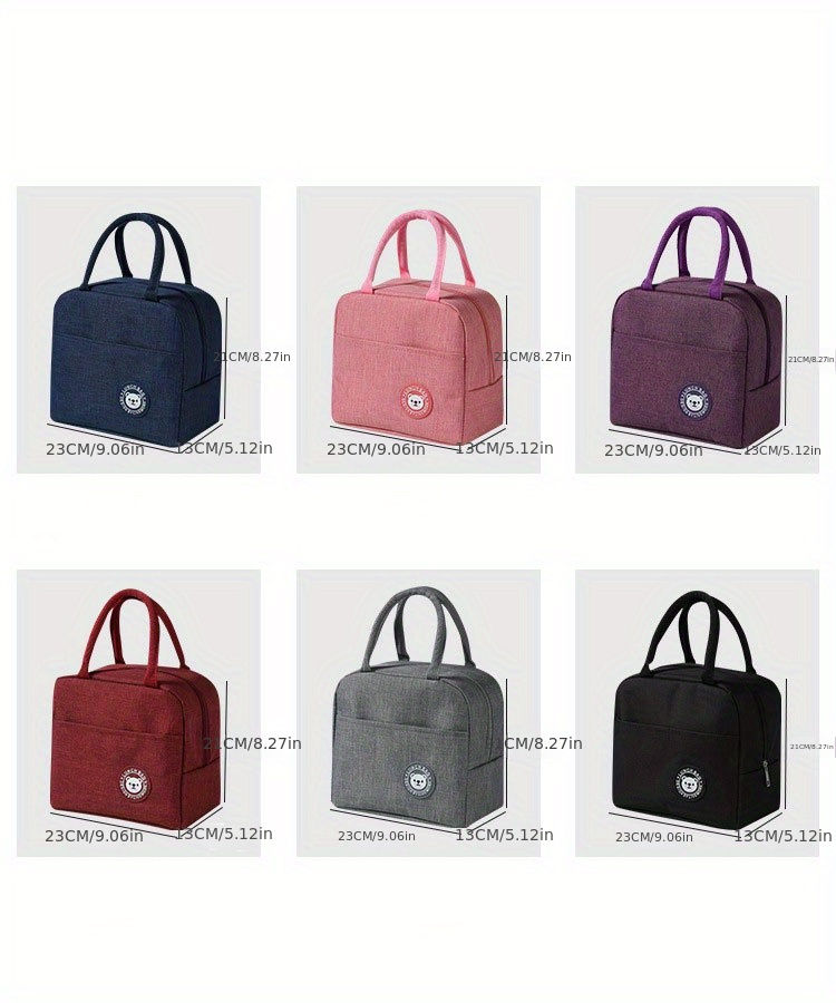 Insulated Lunch Bag with Bear Pattern, Non-Woven Thermal Bento Tote, Hand Washable Rectangular Food Carrier with Zipper Closure Non-food contact,back to school