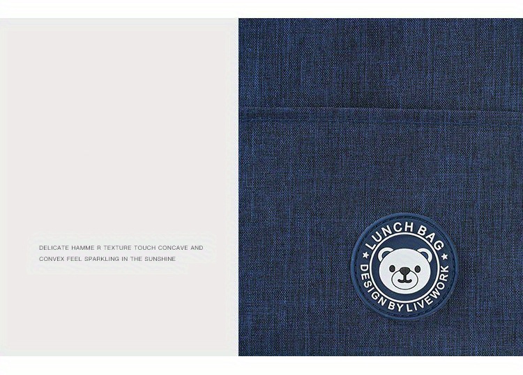 Insulated Lunch Bag with Bear Pattern, Non-Woven Thermal Bento Tote, Hand Washable Rectangular Food Carrier with Zipper Closure Non-food contact,back to school