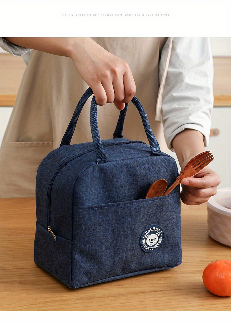 Non-Food Contact Insulated Lunch Bag with Cute Bear Design - Non-Woven, Thickened Bento Box Carrier with Handles, Perfect for School, Work, Or Picnics, Lunch Bo,Back to School