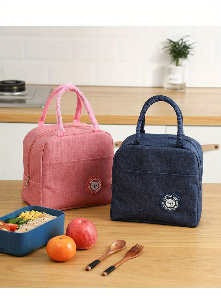Non-Food Contact Insulated Lunch Bag with Cute Bear Design - Non-Woven, Thickened Bento Box Carrier with Handles, Perfect for School, Work, Or Picnics, Lunch Bo,Back to School