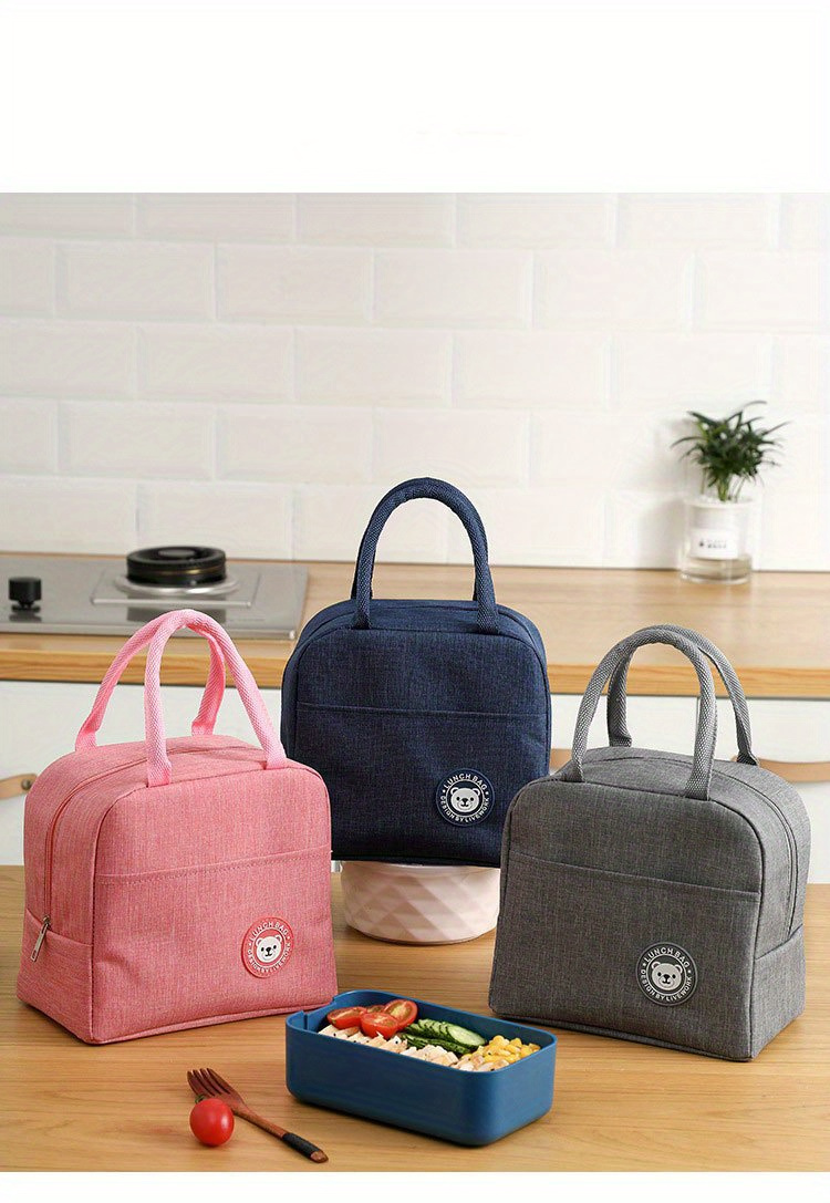 Non-Food Contact Insulated Lunch Bag with Cute Bear Design - Non-Woven, Thickened Bento Box Carrier with Handles, Perfect for School, Work, Or Picnics, Lunch Bo,Back to School