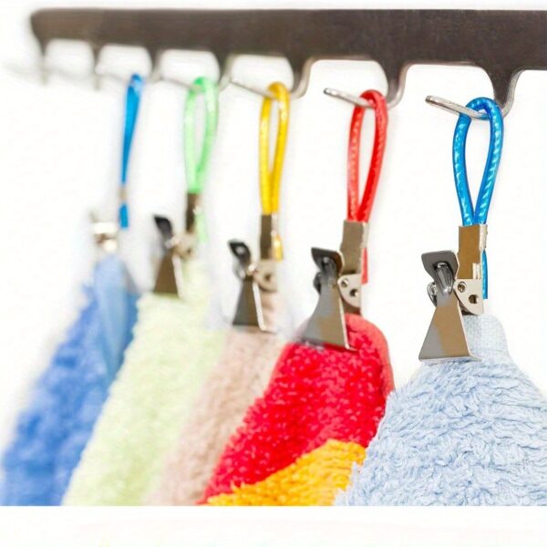 5/10PCS Stainless Steel Towel Hangers, Wall Mounted Easy Install Metal Drying Rack Hooks, Multipurpose Kitchen Bathroom Toilet Organizer with Assorted Colors