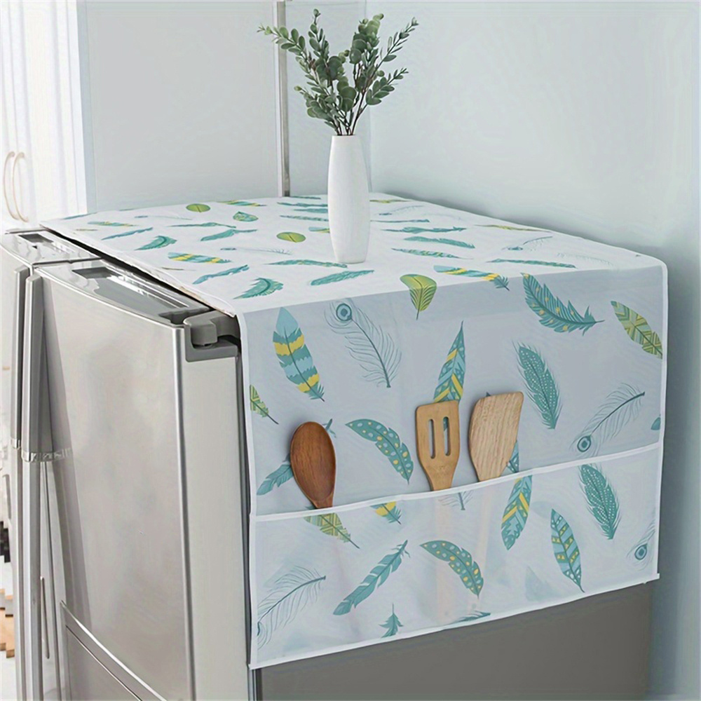 1pc Waterproof Dustproof Refrigerator Cover, Decorative Kitchen Appliance Protector, Non-Food Contact Plastic Material, with Storage Pockets for Single Double Door Refrigerators