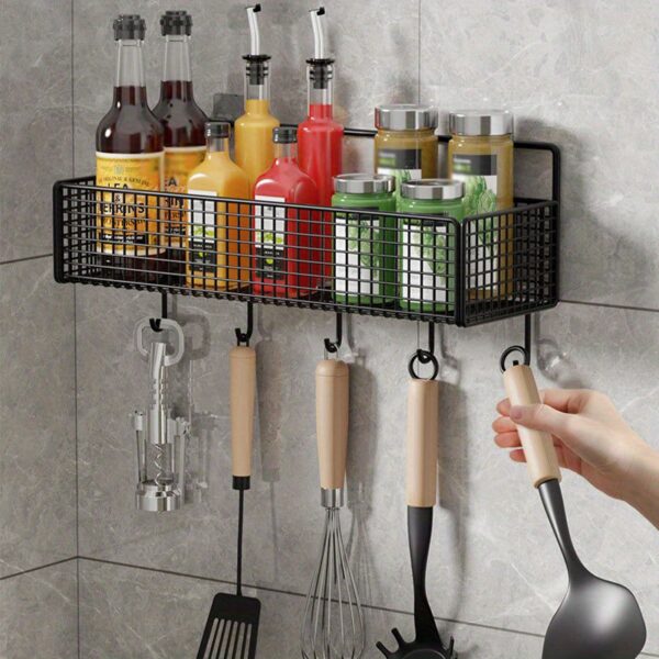 Modern Mesh Storage Rack - Multifunctional, Open Design for Easy Access, Suitable for Kitchen and Bathroom Organization Wall-mounted Large Ironware Storage Rack Kitchen Punch-free Storage Rack