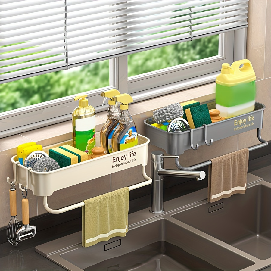 1pc Easy-Install Thickened Kitchen Sink Organizer - Multi-Color, No-Drill Storage Rack for Spices & Essentials