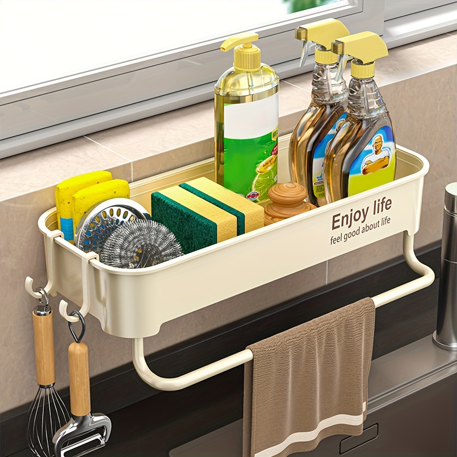 1pc Easy-Install Thickened Kitchen Sink Organizer - Multi-Color, No-Drill Storage Rack for Spices & Essentials