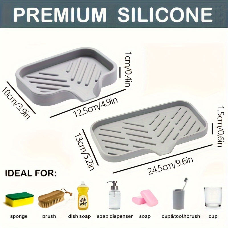 Silicone Kitchen Sink Organizer Tray, 1pc, Non-Food Contact Soap and Sponge Holder, Water-Resistant Countertop Storage Accessory