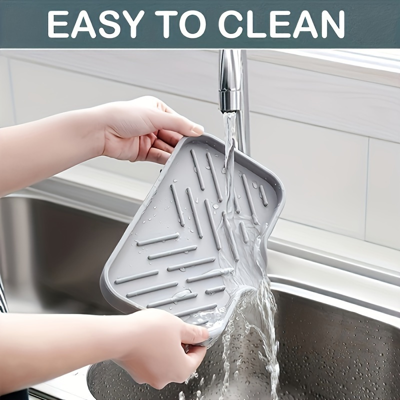 Silicone Kitchen Sink Organizer Tray, 1pc, Non-Food Contact Soap and Sponge Holder, Water-Resistant Countertop Storage Accessory