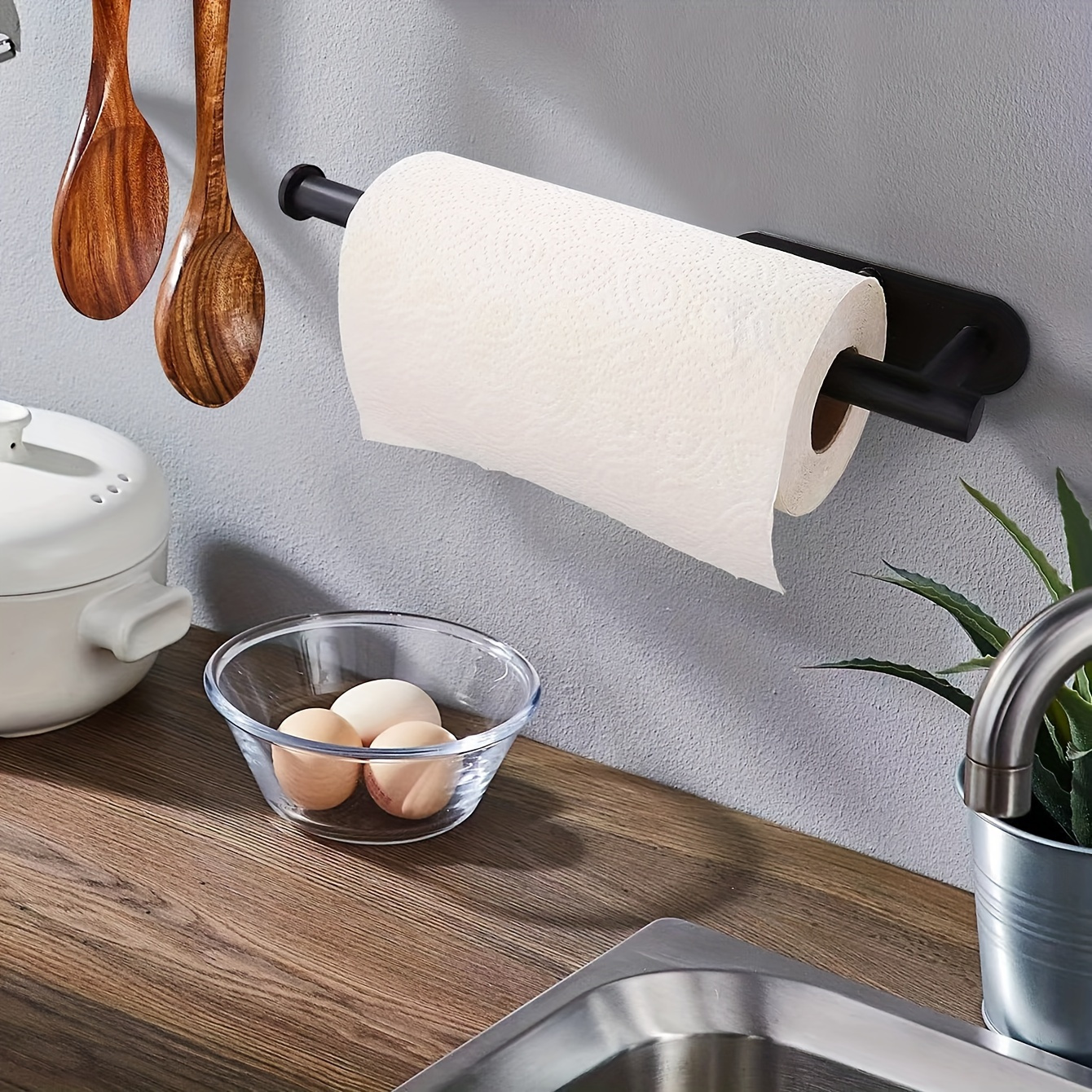 Versatile Wall-Mounted Tissue Holder - No-Drill, Space-Saving Storage for Kitchen & Bathroom Essentials