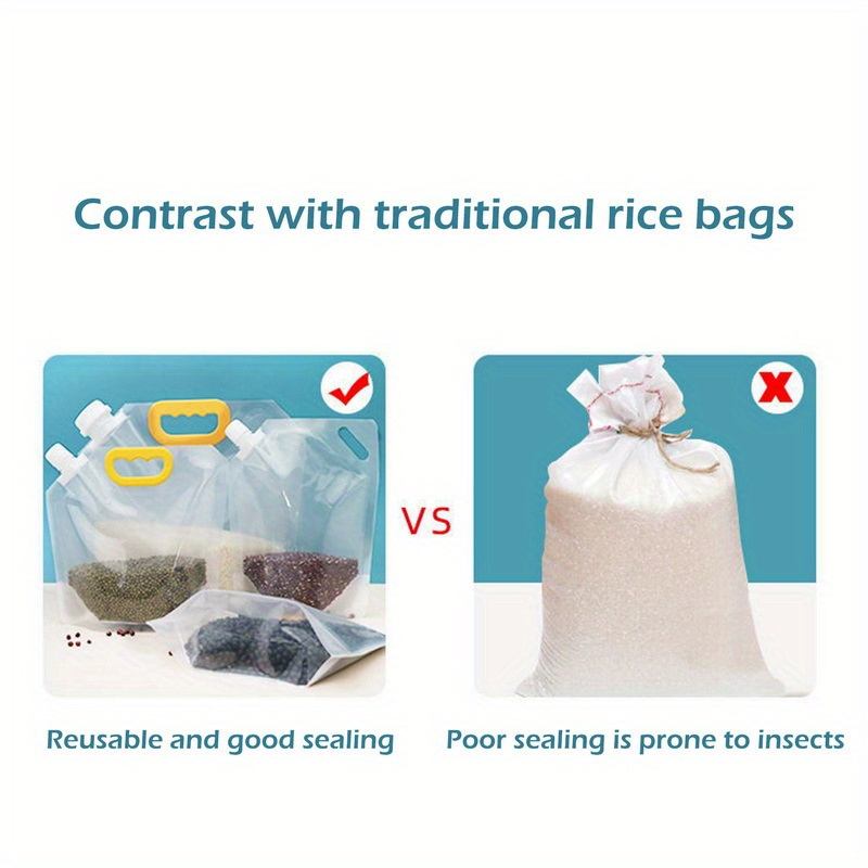 12pcs Reusable Food Storage Bags with Handles & Pour Spouts - Leakproof, Odor-Resistant Freezer Bags for Lunch, Meat, Fruits, Vegetables, Grains - Kitchen Organization Essentials