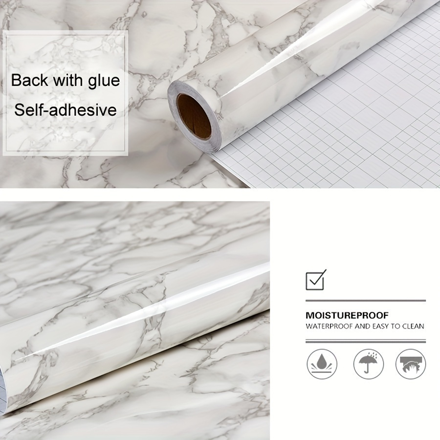 1 Roll Marble Pattern Waterproof Shelf Liner - Heat & Oil Resistant, Self-Adhesive, Durable - Instantly Transform Furniture, Bathrooms, Kitchens - Premium Home Decor, Drawer Organizer, Easy Clean, Seamless Style Upgrade