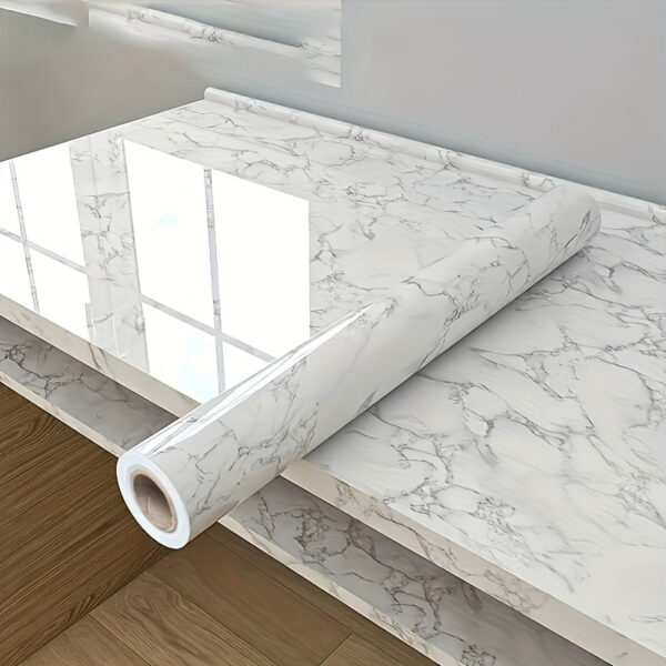 1 Roll Marble Pattern Waterproof Shelf Liner - Heat & Oil Resistant, Self-Adhesive, Durable - Instantly Transform Furniture, Bathrooms, Kitchens - Premium Home Decor, Drawer Organizer, Easy Clean, Seamless Style Upgrade