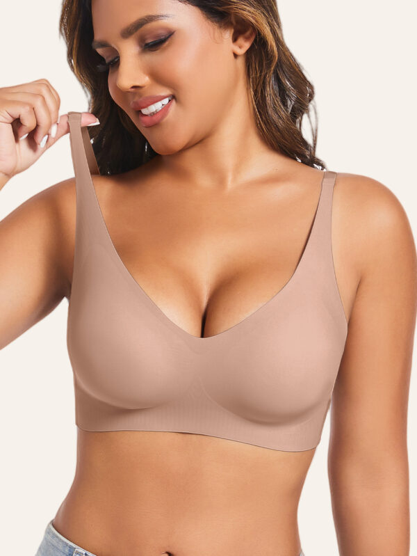 A set of 1, Women's solid contrast earth tone spaghetti strap bra, beautiful back bralette, soft breathable removable bra pads, single breasted minimalist basic underwear tops for women, solid color underwear for all seasons