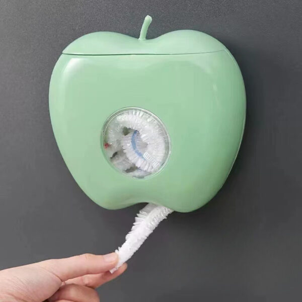 Wall-Mounted Apple-Shaped Plastic Bag Organizer with Transparent Window - Durable Space-Saving Kitchen & Bathroom Storage for Ziplock Bags, Elastic Cling Film Holder, Modern Mint Green, Bathroom Organizers Storage