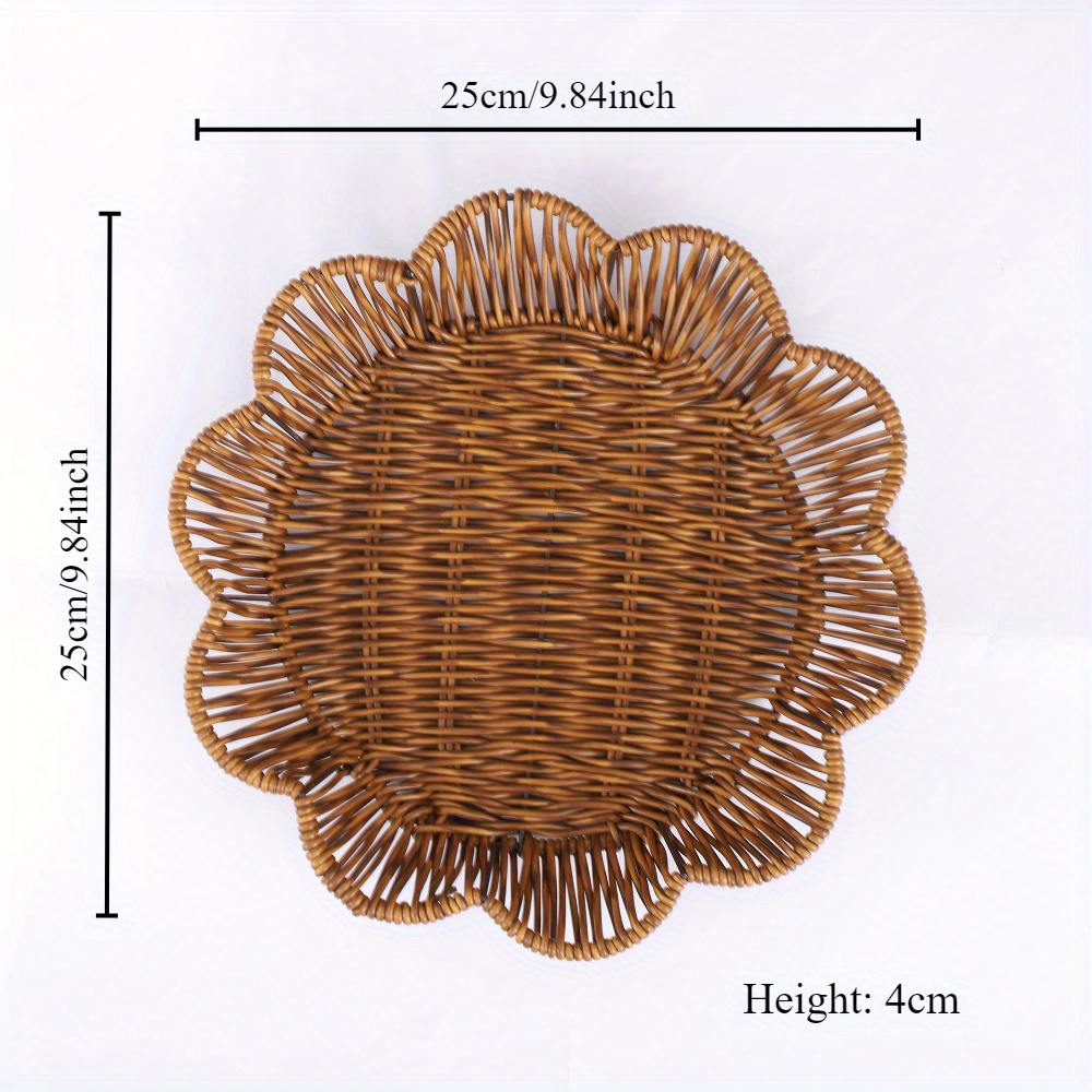 Boho-Chic Handwoven Rattan Basket - Versatile Storage for Snacks, Fruits & More - Perfect for Kitchen & Dining Decor