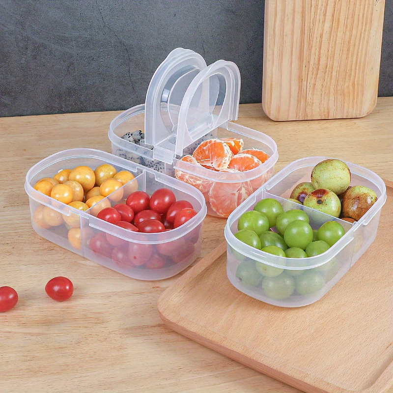 1pc Large Capacity Plastic Refrigerator Storage Box - Double Open Flap Fresh-Keeping Container for Cheese, Butter, Fruits, Vegetables - Airtight, Space-Saving, Easy-to-Clean Home Kitchen Utensil for Organized Storage, Kitchen Organization | Sleek Plastic Container | Airtight Seal, Storage Boxes