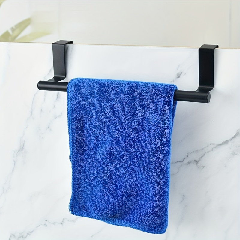 Easy Installation Black Stainless Steel Towel Bar - No Drilling Required, Versatile Behind The Door Hangers For Kitchen And Bathroom Towel Racks