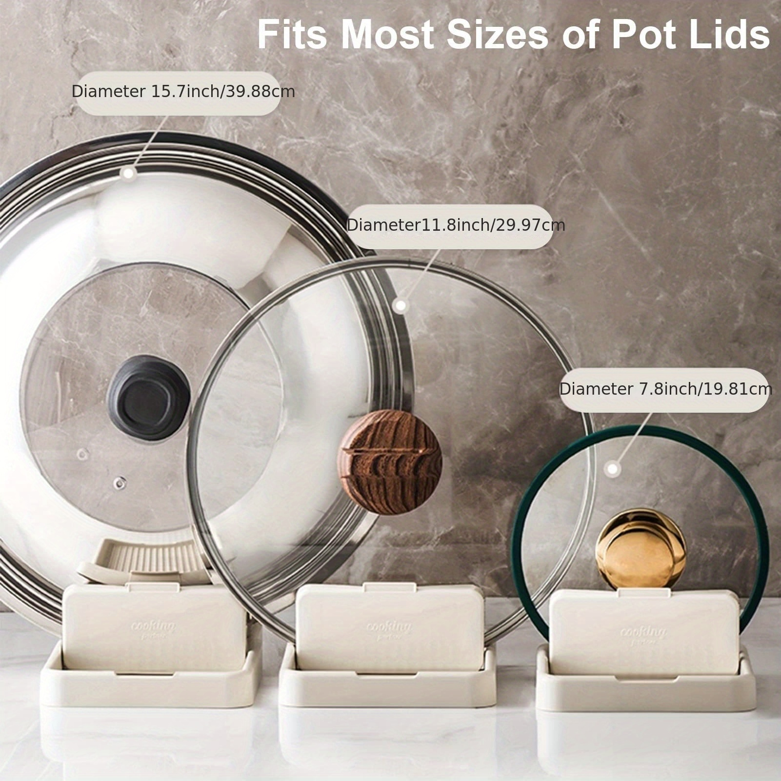 Foldable Lid Stand Holder - Convenient Use Lid Rack for Cooking and Serving - Keeps Spoons and Utensils Tidy - Suitable for Kitchen Countertop and Stove - Multipurpose Plastic Bracket Shelf Rack