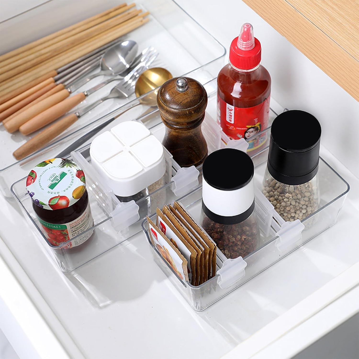 1/5/10/20pcs Adjustable Snap-on Refrigerator Space Dispenser for Beverages and Sauces, Expandable Partition for Refrigerator Partition Organizer, Side Door Storage Space, Maximizes Freezer Storage Space, Keeps Items Well Organized