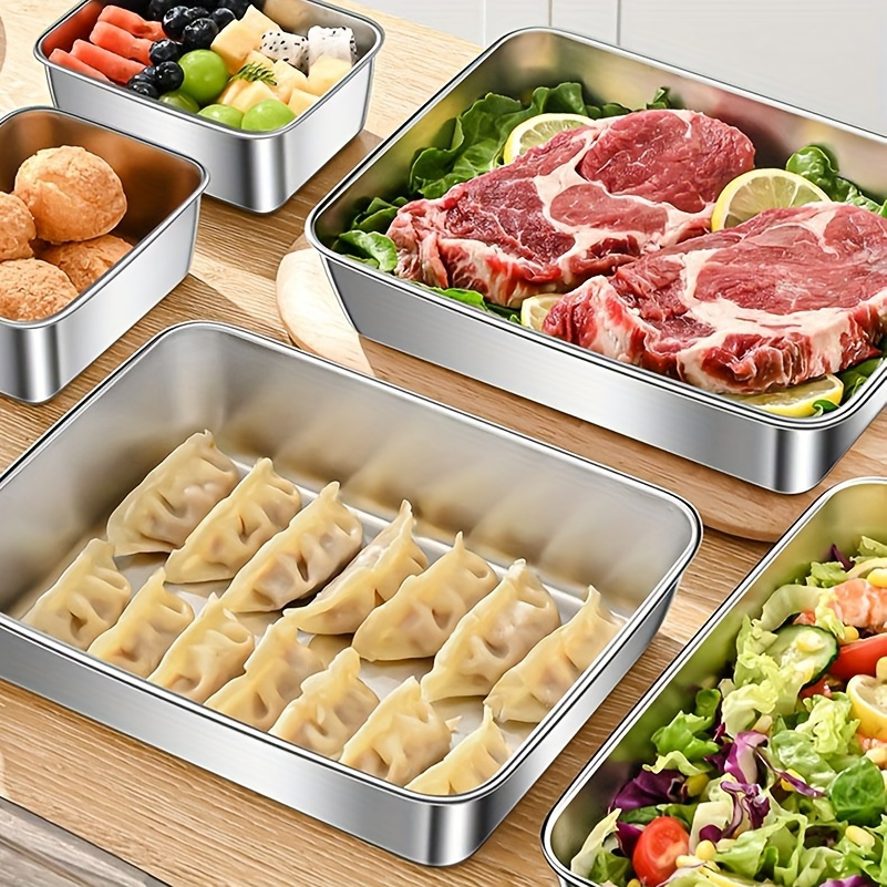 2/3-Pack Stainless Steel Food Storage Containers, Leak-Proof, BPA-Free, Reusable, Square Shape, Flip Top Lid, Multipurpose, Freezer Safe, Easy to Clean, Stackable for Fruits, Meat, Vegetables - Ideal for Refrigerator, Freezer, Food Storage Room