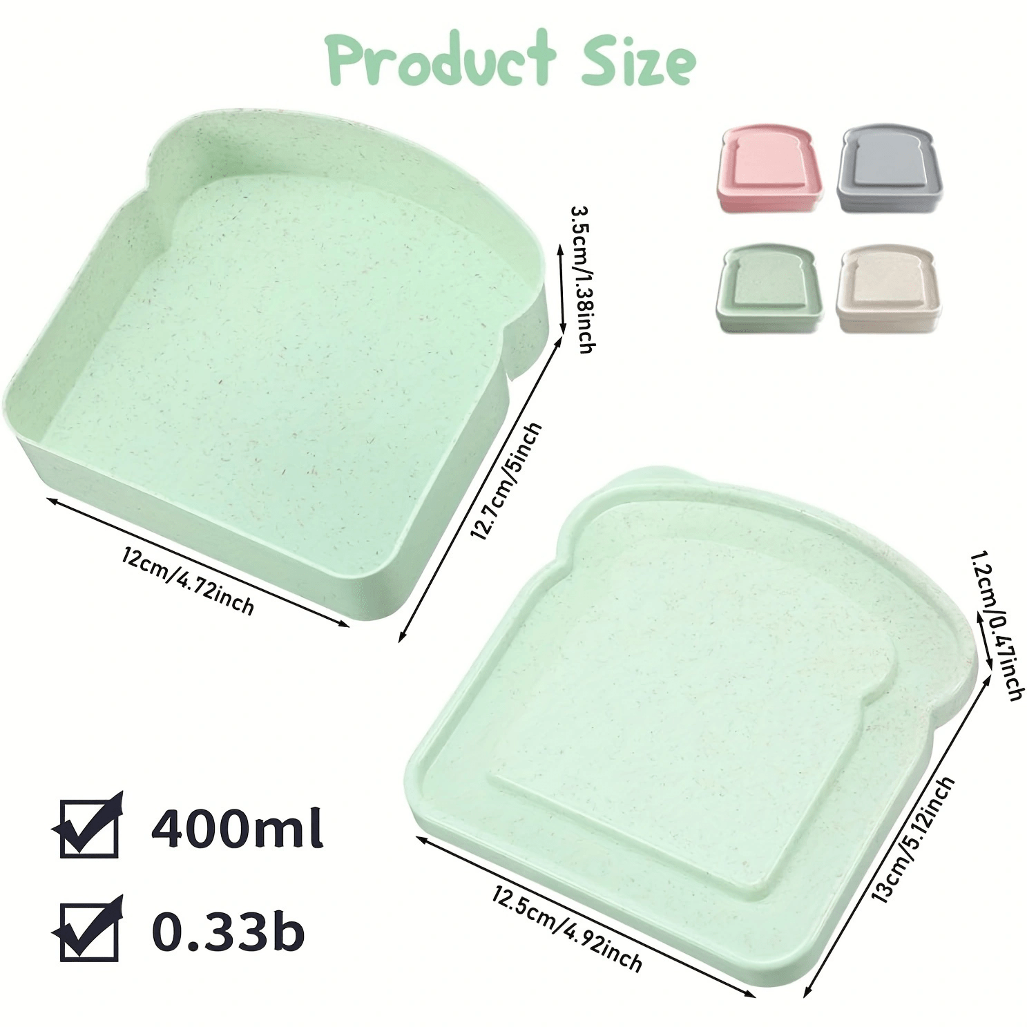 2pcs Wheat Straw Bread Boxes, Reusable Rectangle Flip Top Sandwich Storage Containers, Portable for Outdoor and Kitchen Use