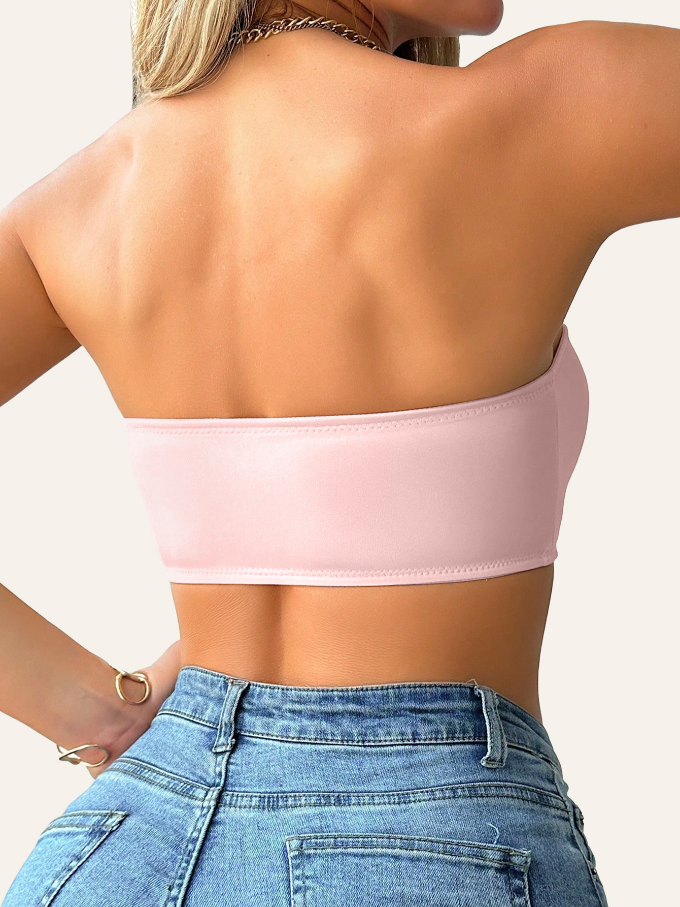 1pc Women's Strapless T-Shirt Bra with Front Clasp & 6-Row Zipper Closure - No Underwire Seamless Full Coverage, Removable Pads Breathable High-Elasticity Soft Pink for Yoga Gym Casual Outfits - All-Season Wear, Gym Tank Top | Fashion Bra | Functional Fashion - Image 5
