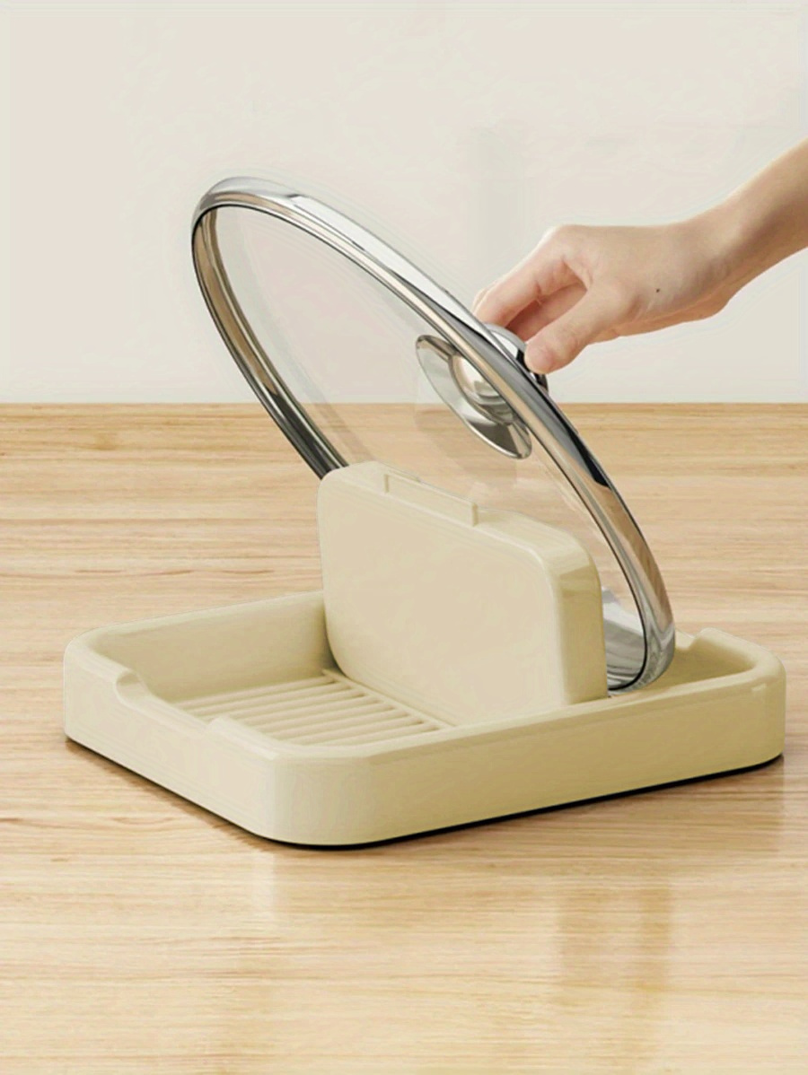 Foldable Lid Stand Holder - Convenient Use Lid Rack for Cooking and Serving - Keeps Spoons and Utensils Tidy - Suitable for Kitchen Countertop and Stove - Multipurpose Plastic Bracket Shelf Rack