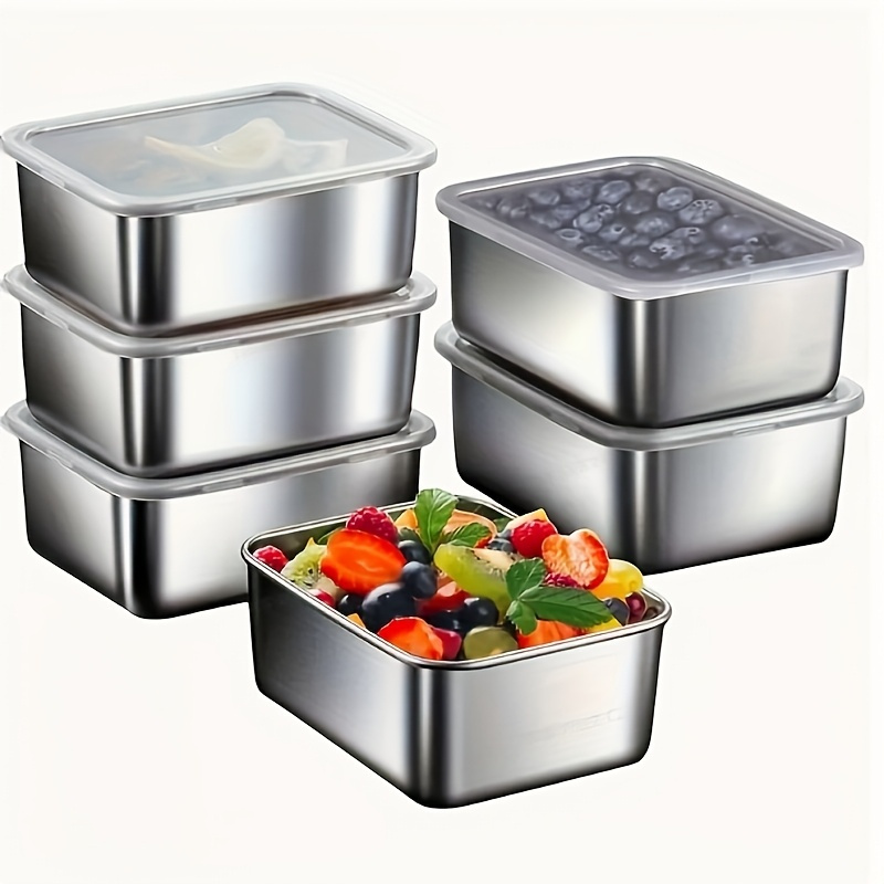 3pcs Stainless Steel Food Storage Containers with Lids - Leak-Proof, Stackable, Perfect for Camping, Picnics, Office & School Use, Ideal for Salads and Snacks, Picnic Essentials|Stackable Containers|Durable Food Storage, Food Storage Containers