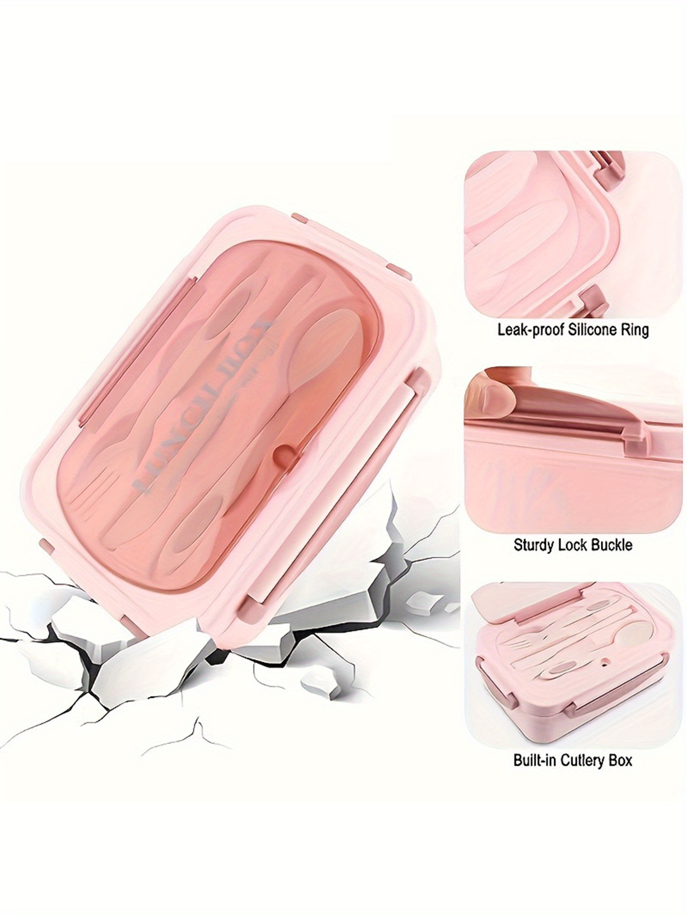 Leak-proof Lunch Box, Meal Box, Salad Box with Cutlery - BPA Free, Microwave Safe, 3 Compartments, Suitable for School, Work and Outdoor Dining, Outdoor Meal Box | Partitioned Lunch Box | Safety Lock Lid,back to school