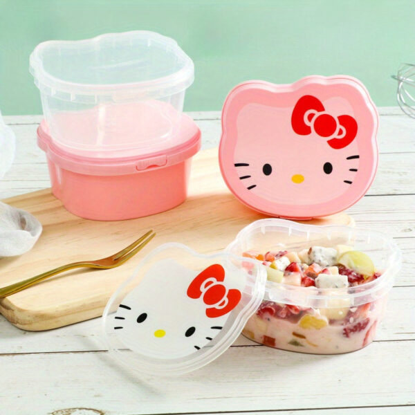 2pcs Hello Kitty Sanrio Bento Box Set - Leak-Proof, Food-Safe Plastic Containers with Lids in Pink & White, Ideal for Snacks, Lunch, and Jewelry Storage,back to school
