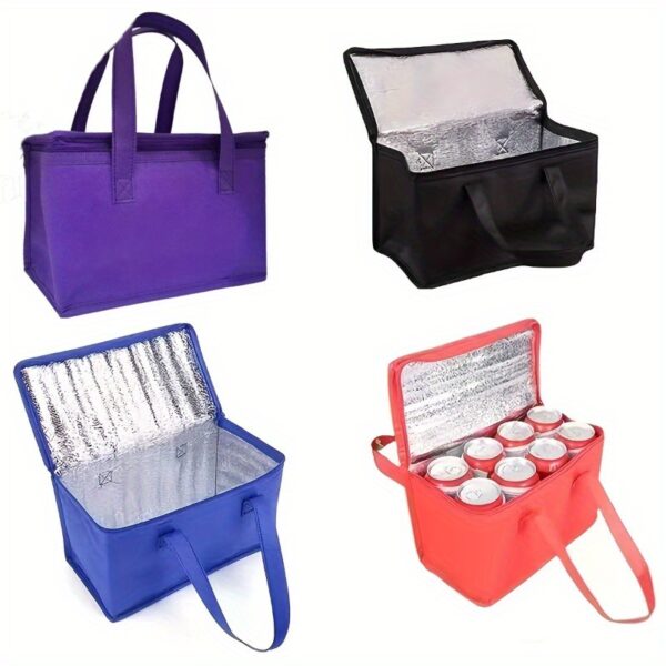 1pc Non-Food Contact Beverage And Lunch Insulated Cooler Bag - Thermal Drink And Lunch Storage Pouch Made of Durable Aluminum Foil Material, Perfect for Outdoor Camping, Picnics, Keeping Food Fresh All Day, Suitable for Beer, Cold Drinks,Back to School Lunch Bag