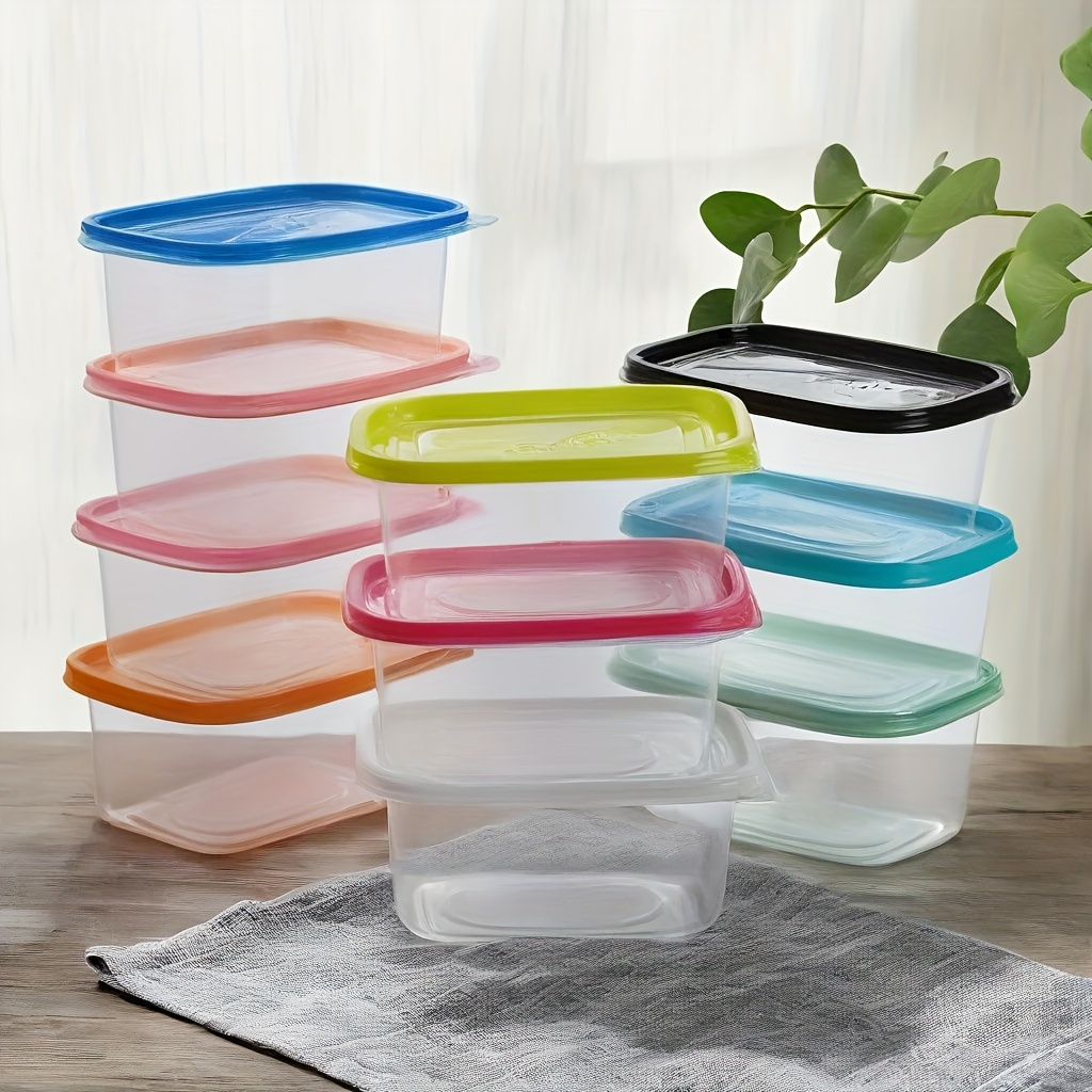 10pcs Stackable Food Storage Container with Lid-Reusable, Free Plastic Lunch Box, Suitable for Grains, Meat, Fruits and Vegetables-Can Be Washed in Dishwasher and Microwave