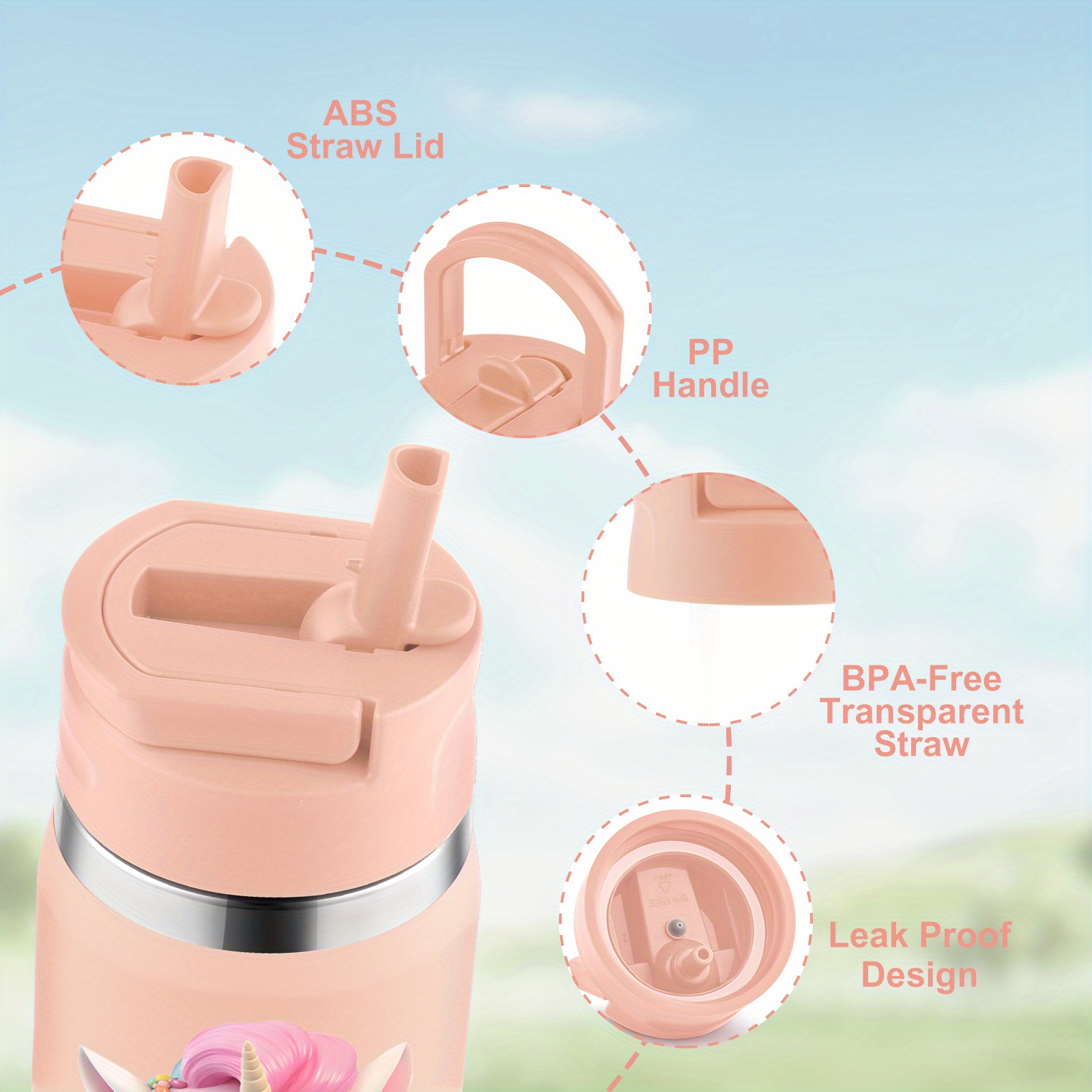 1-pack, Custom 12oz Double-Wall Stainless Steel Insulated Insulated Bottle Bottle with 3D Printed Unicorn Design for Back-to-School Season Gift