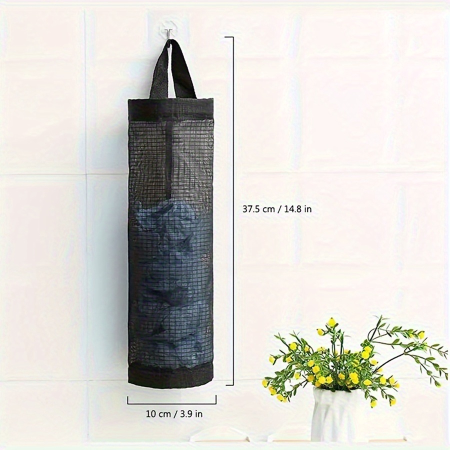 Wall-Mounted Kitchen Trash Bag Organizer - Pull-Out Storage Bag with Washable Mesh, Large Capacity Space-Saving Design for Plastic Bags (No Drill Multi-Purpose)