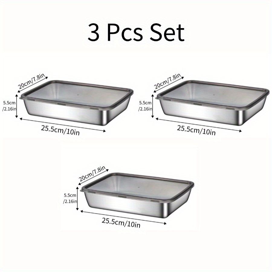 2/3-Pack Stainless Steel Food Storage Containers, Leak-Proof, BPA-Free, Reusable, Square Shape, Flip Top Lid, Multipurpose, Freezer Safe, Easy to Clean, Stackable for Fruits, Meat, Vegetables - Ideal for Refrigerator, Freezer, Food Storage Room - Image 4