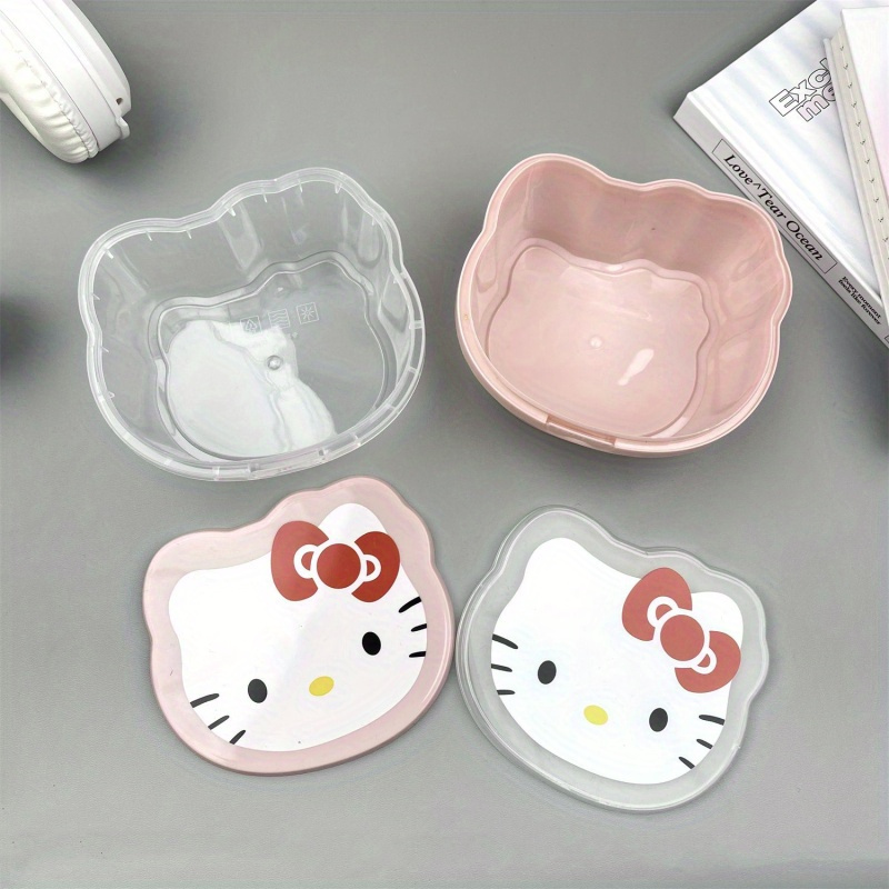 2pcs Hello Kitty Sanrio Bento Box Set - Leak-Proof, Food-Safe Plastic Containers with Lids in Pink & White, Ideal for Snacks, Lunch, and Jewelry Storage,back to school